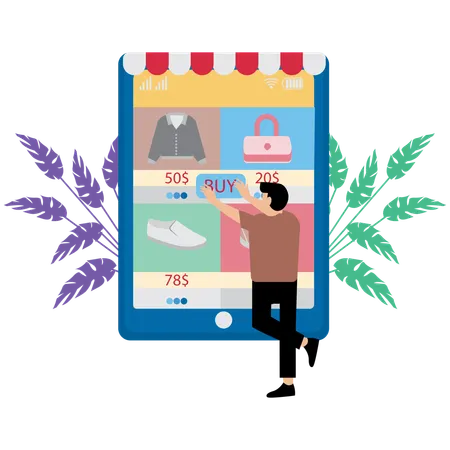 Mobile Shopping & Payment  Illustration