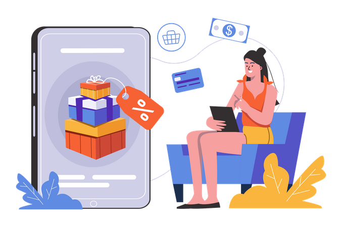 Mobile shopping sale  Illustration
