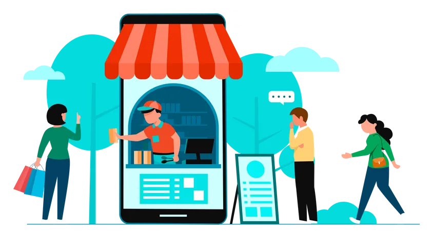 Mobile Shopping Store  Illustration