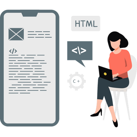 Mobile showing SEO development app  Illustration
