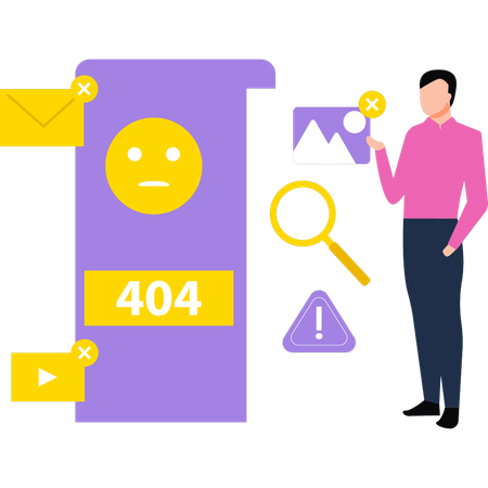 Mobile shows 404 error  Illustration