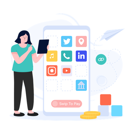 Mobile Social Media  Illustration