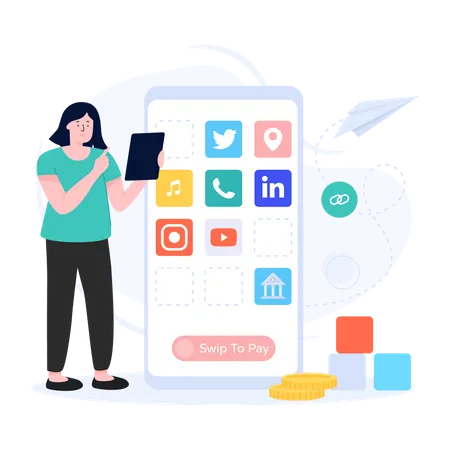 Mobile Social Media  Illustration