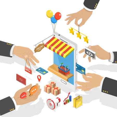 Mobile store development  Illustration