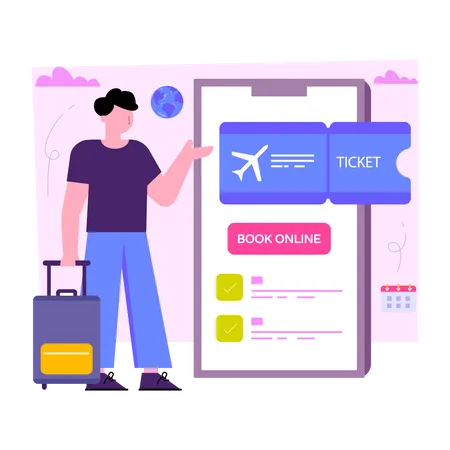 Creative Design Illustration Of Mobile Ticket Booking Illustration