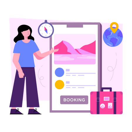 Mobile Travel place Booking Illustration