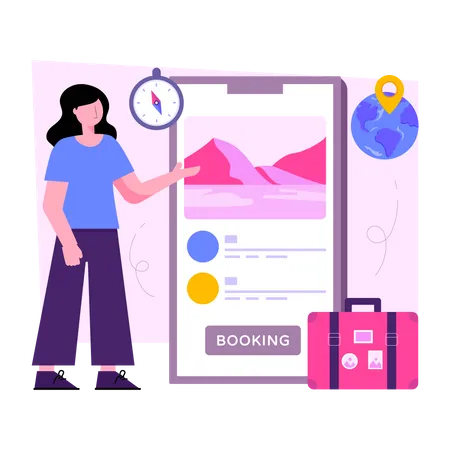 Unique Design Illustration Of Mobile Booking Illustration
