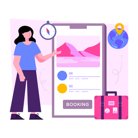 Mobile Travel place Booking  Illustration