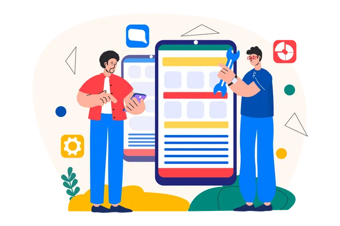 Mobile UI developers  Illustration