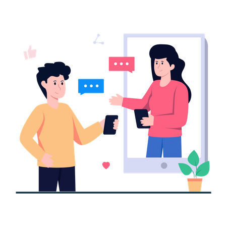 Mobile Video Chat  Illustration