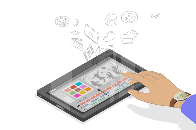 Mobile Video Editing App Illustration