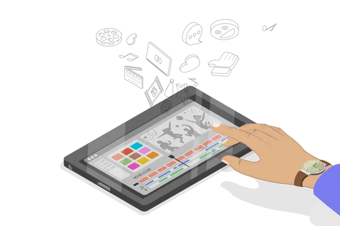 Mobile Video Editing App Illustration