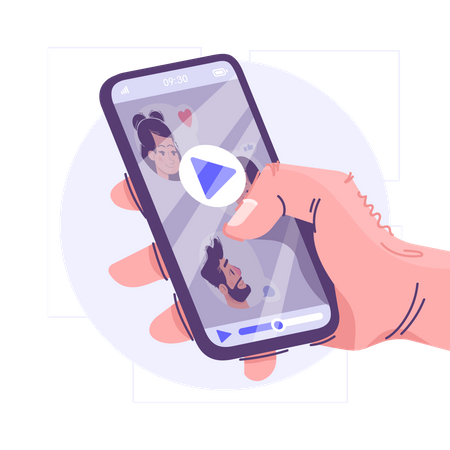Mobile Video Watching Illustration