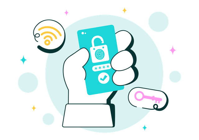 Mobile WiFi-Sicherheit Drahtlose Technologie  Illustration