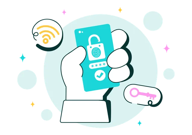 Mobile WiFi-Sicherheit Drahtlose Technologie  Illustration