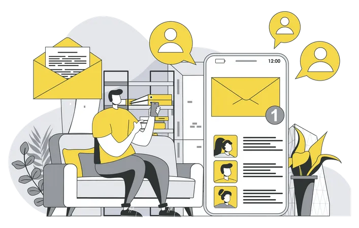 Mobiler E-Mail-Dienst  Illustration