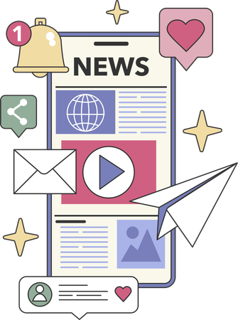 Mobile's news notification feature is ON  イラスト