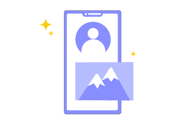 Mobiles Profil mit Foto-Upload-Funktion  Illustration