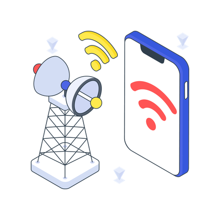 Mobiles WLAN und Netzwerk  Illustration