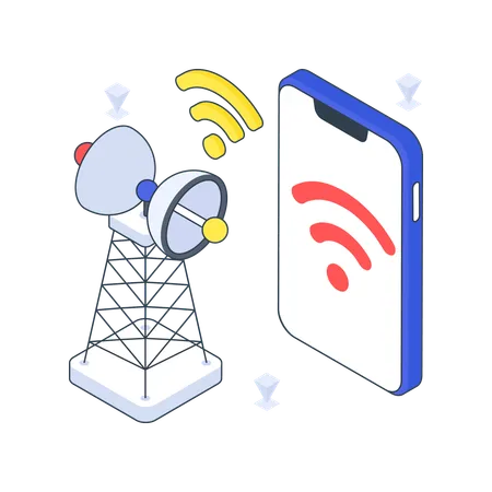 Mobiles WLAN und Netzwerk  Illustration