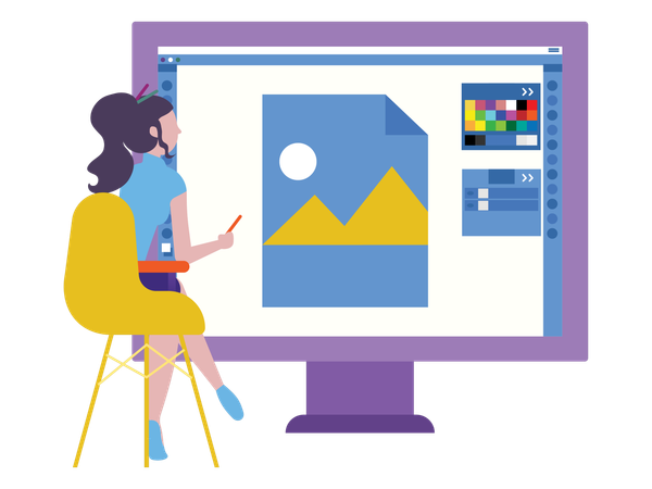 Mockup designer working online  Illustration