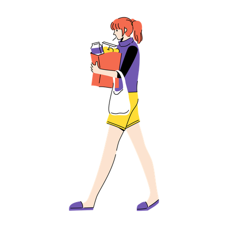 Moda Compras Juventude Caminhada  Ilustração