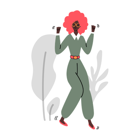 Danças de personagem de desenho animado de mulher ou menina afro-americana na moda e na moda  Ilustração