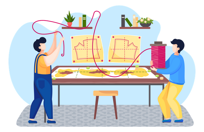 Modedesigner entwerfen Muster  Illustration