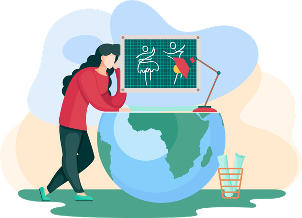 Modedesigner macht ein Modell  Illustration