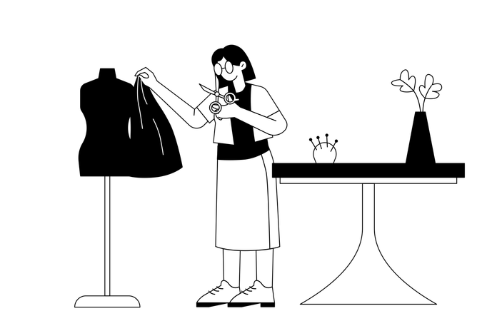 Modedesigner entwirft Kleidung  Illustration