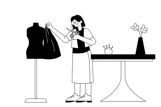 Modedesigner entwirft Kleidung  Illustration