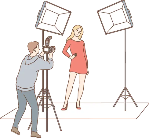 Model is giving poses for photoshoot  Illustration