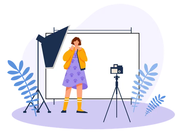 Model prepares for shooting in the photo studio  Illustration