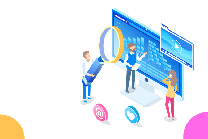 Modèle de page de destination de communication sur les réseaux sociaux et les médias pour le marketing numérique  Illustration