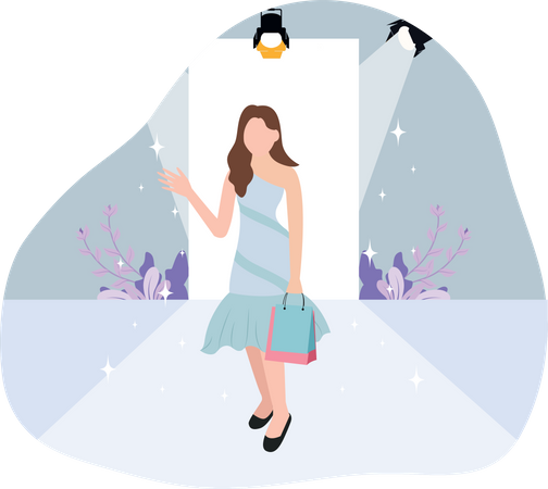 Modèle professionnel au défilé de mode  Illustration