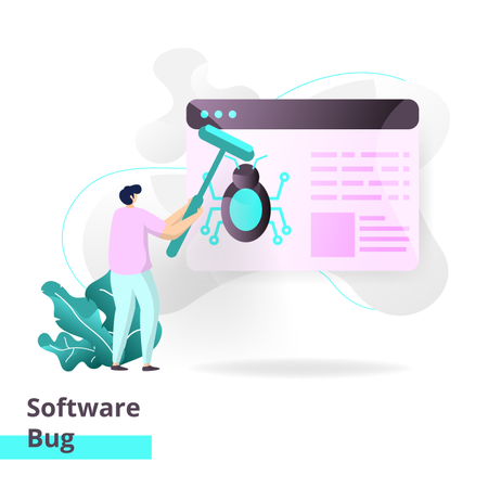 Modello di pagina di destinazione del bug del software  Illustration