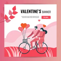 Modelo de Banner de Dia dos Namorados Pacote de Ilustrações