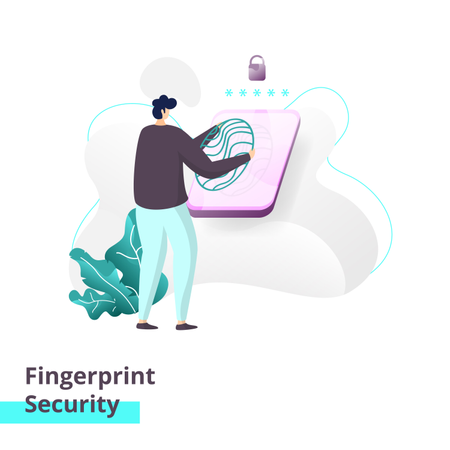 Modelo de página de destino do Fingerprint Security  Ilustração