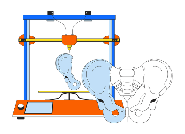 Modelo de pélvis de impressão 3D  Ilustração
