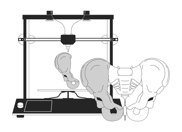 Modelo de pélvis de impressão 3D  Ilustração