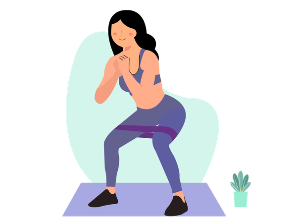 Modelo de fitness haciendo ejercicios de abdominales  Ilustración