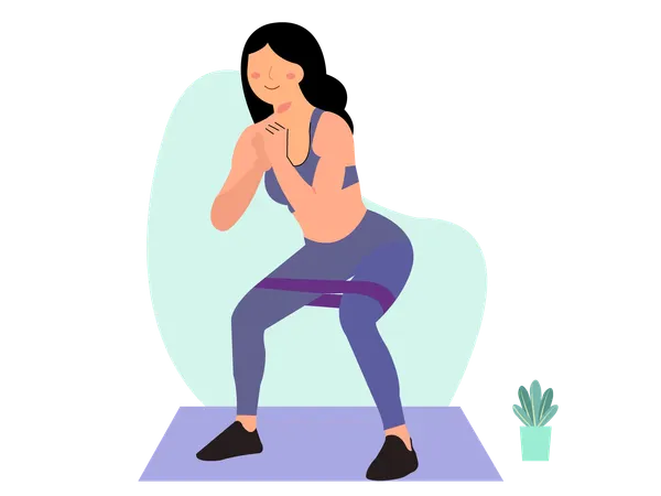 Modelo de fitness haciendo ejercicios de abdominales  Ilustración