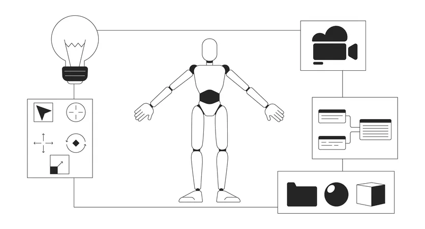 Modelo de robô humanóide  Ilustração