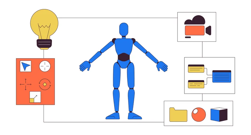 Modelo de robot humanoide  Ilustración