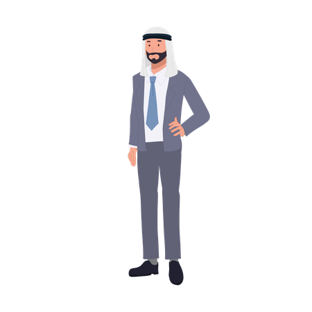 Modern Arab Businessman in Suit Relaxing pose  Illustration