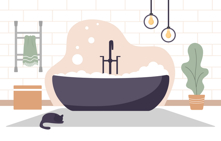 Modern bathroom interior in Scandinavian style  Illustration