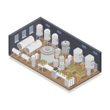 Modern beer factory  Illustration