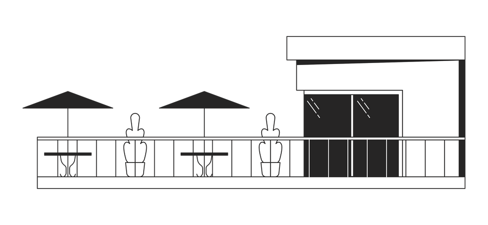 Modern cafe balcony  일러스트레이션