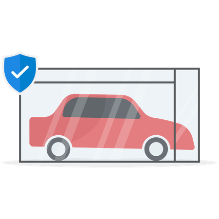 Modern car in closed glass box  Illustration