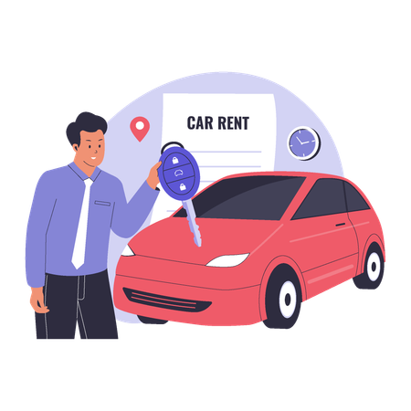 Modern Car Rental Service  Illustration